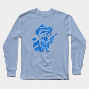 Sheriff Raccoon in Blue - Wild West Adventure Vintage Design Long Sleeve T-Shirt